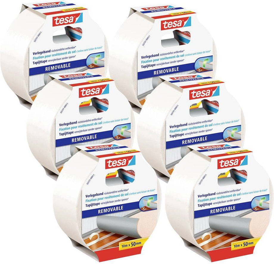 tesa 55731-00500-11 Dubbelzijdige tape-set Wit (l x b) 10 m x 50 mm 6 stuk(s)