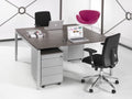 4 poots bureau vergadertafel Kubus 160x160cm bladkleur Robson Eiken framekleur Antraciet (Ral 7016)