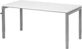4 poots slinger verstelbaar bureau zit/zit Kubus breed 180CM diep 80CM bladkleur Ahorn framekleur Aluminium (RAL9006)