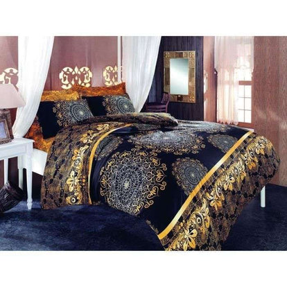 Beddengoedset - 1 dekbedovertrek 220 x 240 cm + 2 kussenslopen 60 x 60 cm - 100% versterkt katoen - Zwart