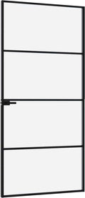 vidaXL - Binnendeur - 93x201,5 - cm - gehard - glas - en - aluminium - smal - zwart