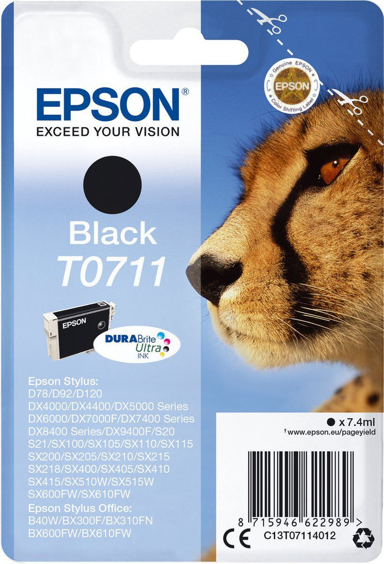 Epson T0711 - Inktcartridge - DURABrite Ultra inkt - Zwart