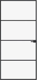 vidaXL - Binnendeur - 93x201,5 - cm - gehard - glas - en - aluminium - smal - zwart