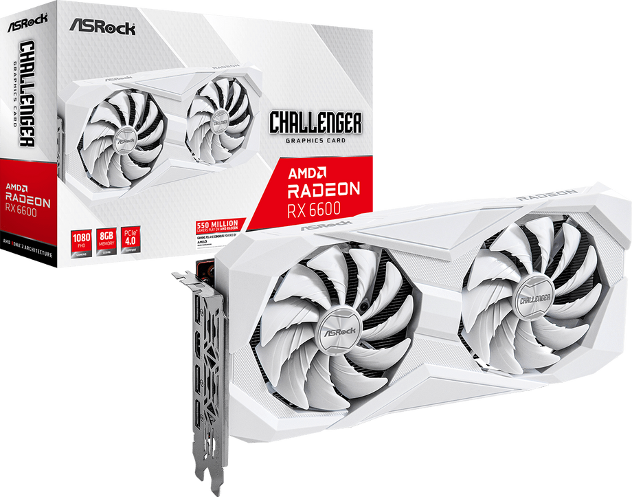 ASRock Radeon RX 6600 - Videokaart - 8GB GDDR6 - Wit