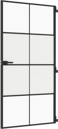 vidaXL - Binnendeur - smal - 102,5x201,5 - cm - gehard - glas - en - aluminium - zwart