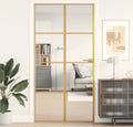 vidaXL - Binnendeur - smal - 102,5x201,5 - cm - gehard - glas - en - aluminium - goud