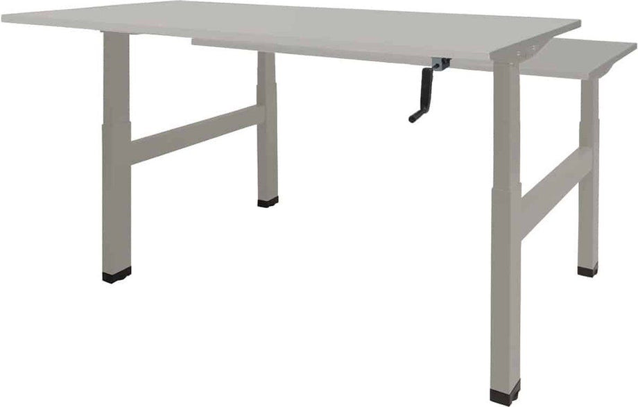 Dextro zit/sta hoogte slinger verstelbare Duo werkplek, bladmaat 2 x 160 x 80 cm., frame kleur aluminium RAL 9006 blad 25 mm. melamine Schaduwzwart