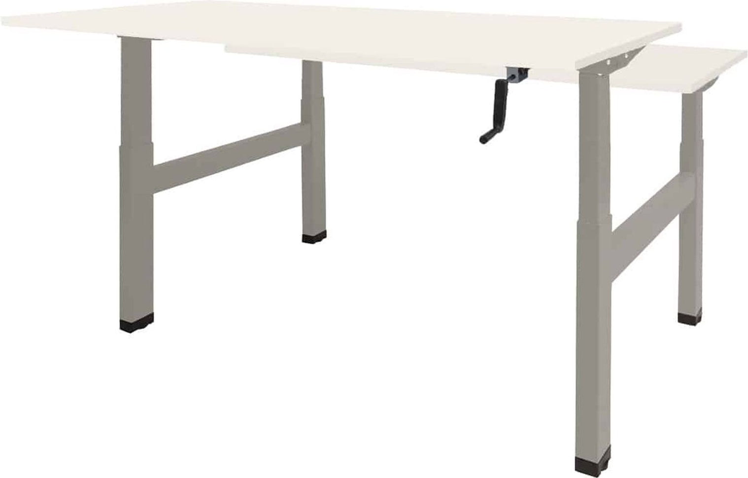 Dextro zit/sta hoogte slinger verstelbare Duo werkplek, bladmaat 2 x 120 x 80 cm., frame kleur aluminium RAL 9006 blad 25 mm. melamine Schaduwzwart