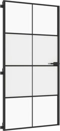 vidaXL - Binnendeur - smal - 102,5x201,5 - cm - gehard - glas - en - aluminium - zwart