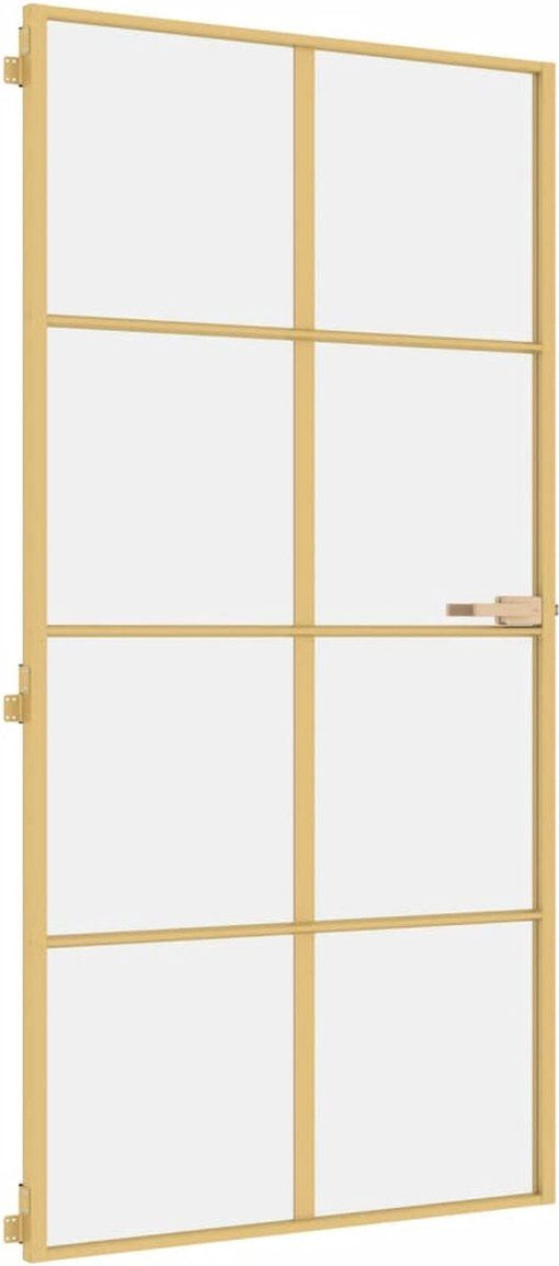 vidaXL - Binnendeur - smal - 102,5x201,5 - cm - gehard - glas - en - aluminium - goud
