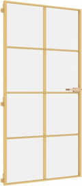 vidaXL - Binnendeur - smal - 102,5x201,5 - cm - gehard - glas - en - aluminium - goud