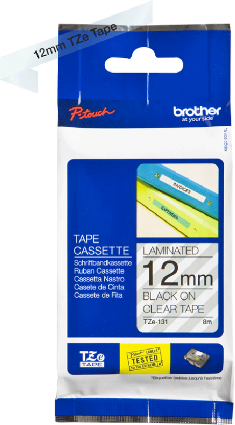 Brother P-Touch TZe-131 - Lettertape - gelamineerd 12mm - zwart op transparant (8m)