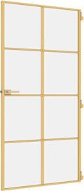 vidaXL - Binnendeur - smal - 102,5x201,5 - cm - gehard - glas - en - aluminium - goud