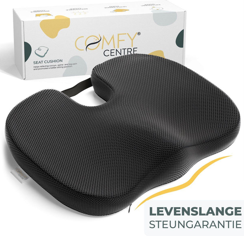 COMFYCENTRE® Zitkussen - Orthopedisch Wigkussen - Ergonomisch Traagschuim - Zwart