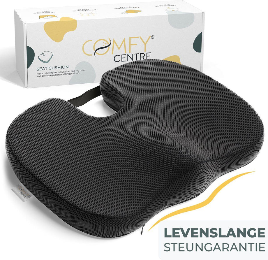 COMFYCENTRE® Zitkussen - Orthopedisch Wigkussen - Ergonomisch Traagschuim - Zwart