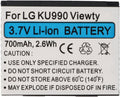 Accu geschikt voor LG KU990 Viewty, HB620T, Li-ion, 3.7V, 700mAh, 2.6Wh