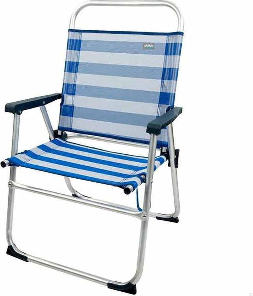 Aktive Vaste Klapstoel Aluminium 56x50x88 Cm Wit,Blauw
