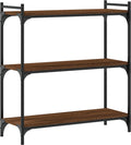 vidaXL - Boekenkast - 3-laags - 80x30x86 - cm - bewerkt - hout - bruin - eikenkleur