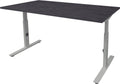 Linesto Plus bureau, hoogte instelbaar (65-85cm) met 120x80cm Honey Castello 25mm blad en zwart (RAL9005) t-poot frame met rechte tenen