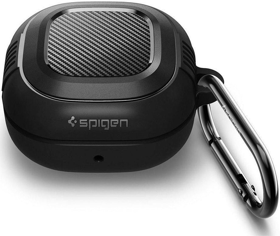 Spigen Rugged Armor Case - Schokbestendig siliconen - Geschikt voor Samsung Galaxy Buds Live (2020) / Buds Pro / Buds Pro 2 - Zwart