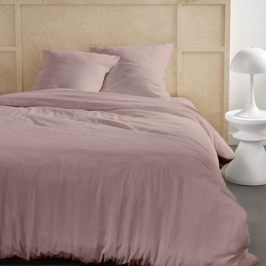 Bedset - TODAY - 123666 - 2 personen - 240x220cm - Effen katoenen gaas - Zandroze