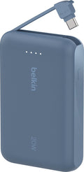Belkin Powerbank 10.000mAh met Geïntegreerde USB-C Kabel – 20W Snelladen – Blauw