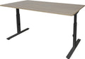 Linesto Plus bureau, hoogte instelbaar (65-85cm) met 180x80cm Honey Castello 25mm blad en zwart (RAL9005) t-poot frame met rechte tenen