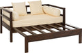 J-Line zetelbed Conie matras + 4 kussens - hout - donkerbruin