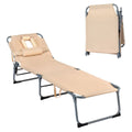 Coast Ligstoel opvouwbaar met Hoofdsteun - Max. 150 kg - 194 x 60 x 36 cm - Beige