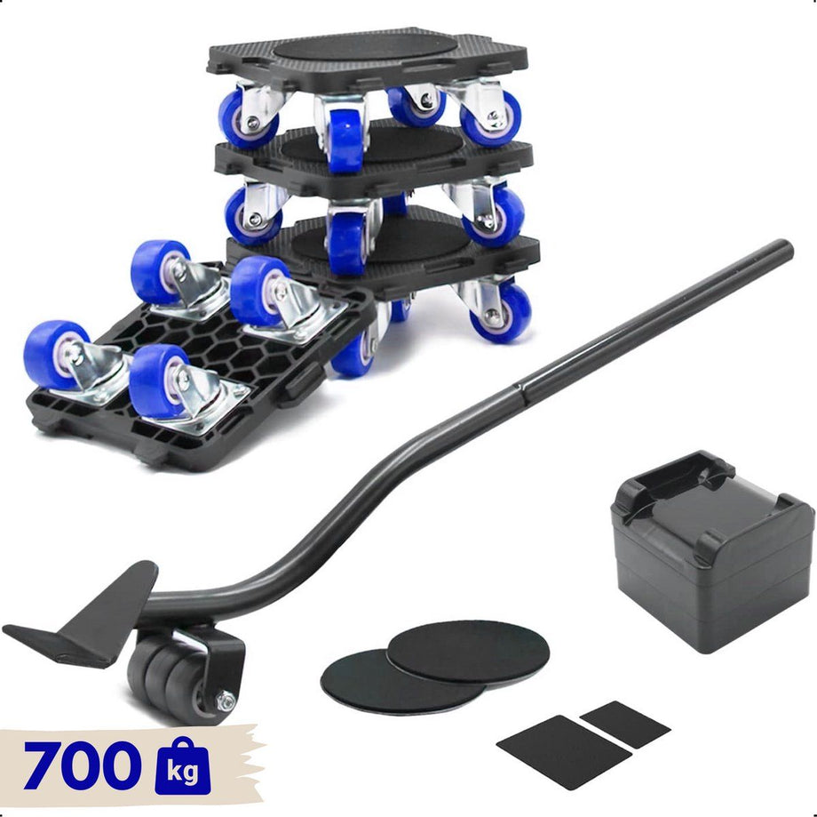 Moeve Meubelroller - Meubeltransporter - Draagvermogen 700kg - 4 stuks - Kleur Zwart/Blauw