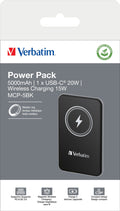 Verbatim Charge 'n' Go 5000mAh - Magnetische Draadloze Powerbank - 15W Snelladen - Zwart