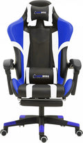 Driekleurige Gaming- En Bureaustoel Met Lineair Accent-gamestoel met voetsteun