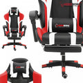 Driekleurige Gaming- En Bureaustoel Met Lineair Accent-gamestoel met voetsteun