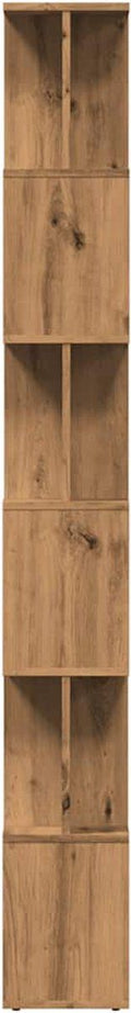 vidaXL - Boekenkast - 80x24x192 - cm - bewerkt - hout - artisanaal - eikenkleur