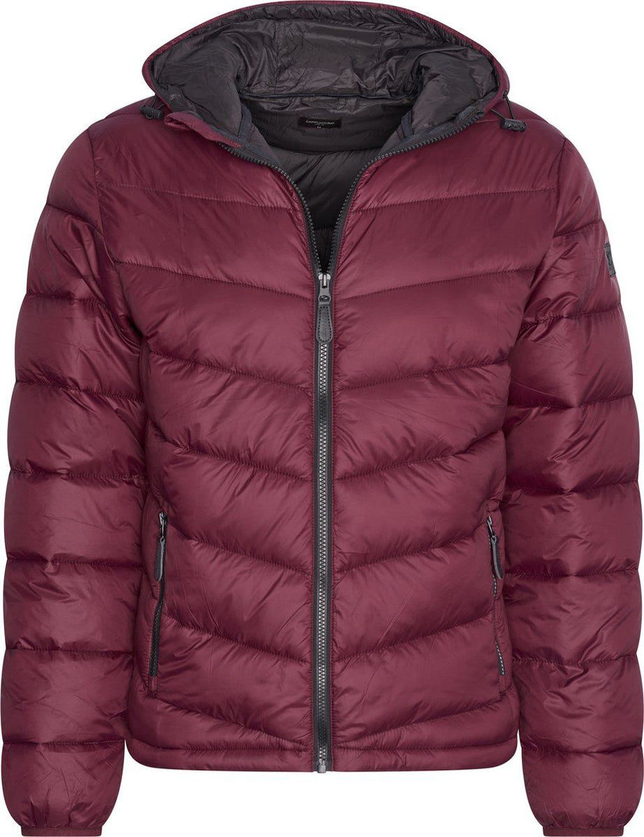 Cappuccino Italia Hooded Winter Jacket - Heren Jas - Polyester - Burgundy Rood - Maat L