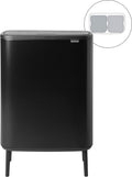 Brabantia Bo Touch Bin Hi - Prullenbak - 2 x 30 liter - Afvalscheiding - Matt Black (2 stuks)