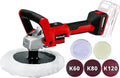 Einhell Accu Polijst-/Schuurmachine CE-CP 18/180 Li E BL Solo - Power X-Change - 18 V/Li-ion - 500-3.000 t/min - Ø180 mm - Incl. 2x polijstdoek, 6x schuurvellen (2x K60/2x K80/2x K120) - Excl. accu en lader