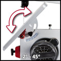 Einhell Lintzaag TC-SB 200/1 - 250 W - 1400 t/min - Uitlading: 200 mm - Zaaglint: 1400x6,4 mm - Aantal tanden: 6/25 mm - Zaaghoogte: 90°/45°: 80/45 mm - Afzuigadapter: Ø36 mm - Incl. Parallelaanslag en Duwstok