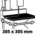 Einhell Lintzaag TC-SB 200/1 - 250 W - 1400 t/min - Uitlading: 200 mm - Zaaglint: 1400x6,4 mm - Aantal tanden: 6/25 mm - Zaaghoogte: 90°/45°: 80/45 mm - Afzuigadapter: Ø36 mm - Incl. Parallelaanslag en Duwstok