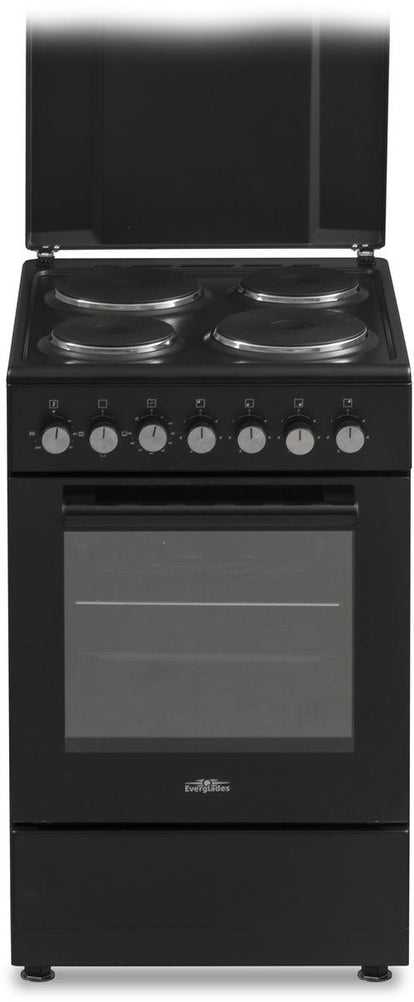 Everglades EVCK5038 - Elektrisch Fornuis - 4 Kookzones - 51 Liter - Mat Zwart