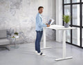 Ergonomisch elektrische verstelbaar zit/sta bureau Teez breed 120CM diep bladkleur Ahorn framekleur Aluminium (RAL9006)
