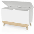 Speelgoedkist - FIRMIANA - Scandinavische stijl - Mat wit / Kronberg eik - 82,4 x 39,1 x 58,9 cm - DEMEYERE