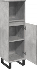 vidaXL - Badkamerkast - 30x30x100 - cm - bewerkt - hout - betongrijs