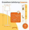 Goliving Tafellamp Oplaadbaar – Draadloos en dimbaar – Moderne touch lamp – Nachtlamp Slaapkamer – 38 cm – Goud