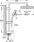 GROHE QuickFix Vitalio Comfort 250 Flex douchesysteem met omstelling voor wandmontage - Waterbesparend - Chroom