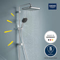 GROHE QuickFix Vitalio Comfort 250 Flex douchesysteem met omstelling voor wandmontage - Waterbesparend - Chroom