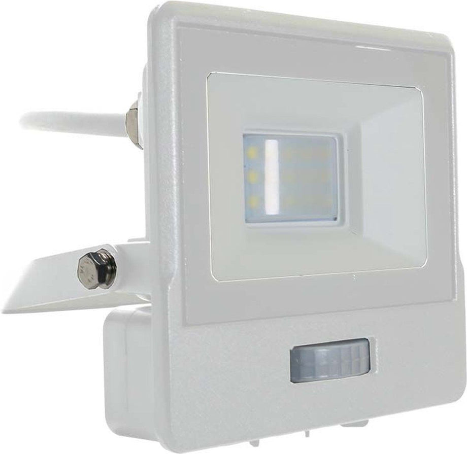 V-TAC VT-118S-1-W LED Schijnwerpers met PIR Sensor - Samsung - IP65 - Wit - 10W - 735 Lumen - 4000K - 5 Jaar - Modelnr: - VT-118S-1-W