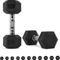 Happygetfit - Hexagon halters, premium set van 2 (paar), 5-30 kg, antislip ommanteld, ergonomische verchroomde handgrepen, dumbbellset