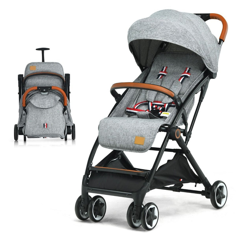 Coast Opvouwbare Kinderwagen - Verstelbare Rugleuning en Voetensteun - Zonnekap - Grijs