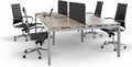 Hoogte verstelbare Bench werkplek Kubus breed 280CM bladkleur Havanna framekleur Aluminium (RAL9006) aantal werkplekken 4